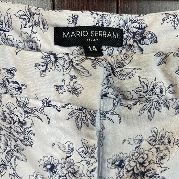 MARIO SERRANI Italy Stretch Pretty Light Blue Floral Ankle Crop Pants Size 14 - Picture 3 of 10